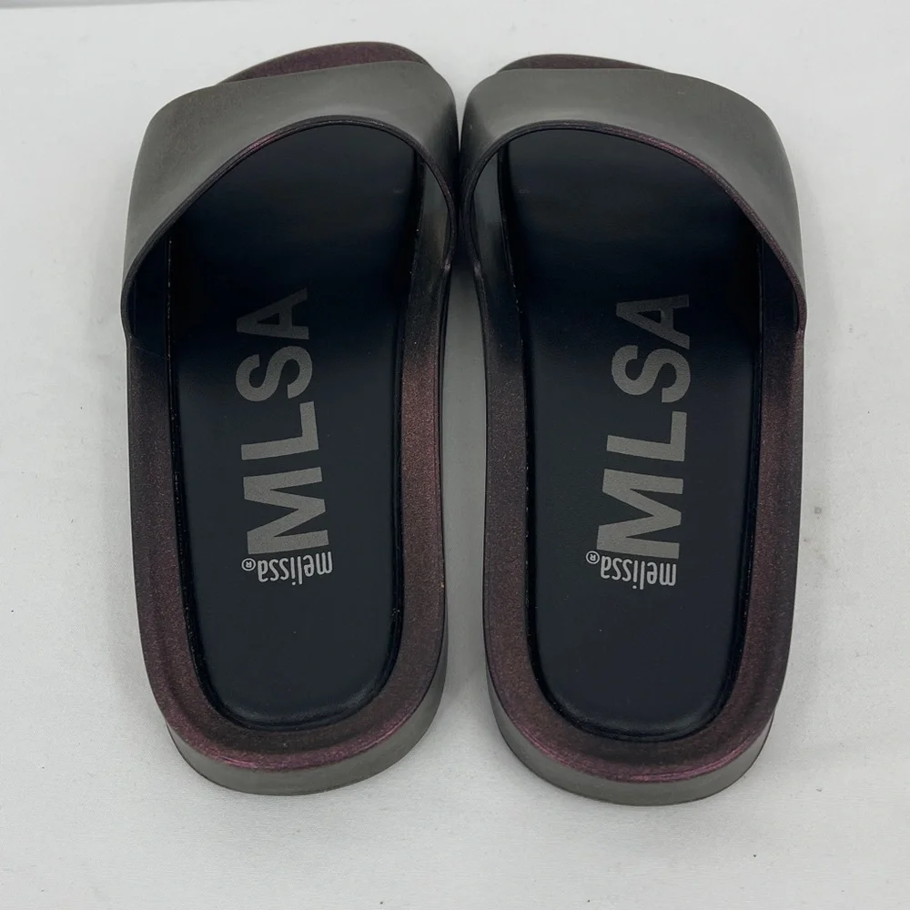 MLSA Melissa Iridescent Plum-Bronze Slide Sandals WOMENS SIZE 7